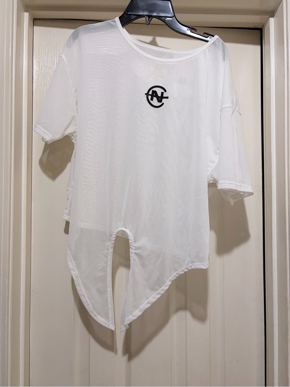 Nautica White Asymmetric Short Sleeve Tee with Black Logo